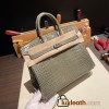 Hermes Birkin25cm porous Crocodile 81/Gris Tourterelle Silver Hardware Full Handmade 002