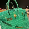 Hermes Birkin25 porous Crocodile 1L/Cactus Gold Hardware Full Handmade 003