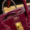 Hermes Birkin25 Crocodile Niloticus Bordeaux Gold Hardware  Full Handmade 006