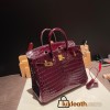 Hermes Birkin25 Crocodile Niloticus Bordeaux Gold Hardware  Full Handmade 006