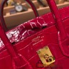 Hermes Birkin25 Crocodile Niloticus Q5/Rouse CasaqueGold Hardware Full Handmade 007