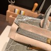 Hermes Birkin25 Crocodile Niloticus 81/Gris Tourterelle  Gold Hardware Full Handmade 009