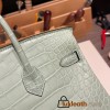 Hermès Birkin 25cm Alligator Matte Alligator Crocodile 6U/Vert Deau Silver Hardware Fully Hand-Stitched birkin25-012  