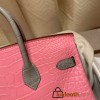 Birkin25 Alligator Crocodile 5P/Pink & 80/Pearl Grey Gold Hardware Full Handmade 014