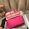 Birkin25 Alligator Crocodile 5R/Rose Shocking Silver Hardware Full Handmade 016