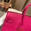 Birkin25 Alligator Crocodile 5R/Rose Shocking Silver Hardware Full Handmade 016