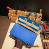 Birkin25 Alligator Crocodile touch Bleu Hydra& Bleu Izmir Silver Hardware Full Handmade 017