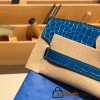 Birkin25 Alligator Crocodile touch Bleu Hydra& Bleu Izmir Silver Hardware Full Handmade 017