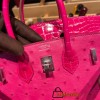 Birkin25 Ostrich& Crocodile 8T Rose Candy& 5J Fuschia Silver Hardware Full Handmade 018