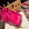 Birkin25 Ostrich& Crocodile 8T Rose Candy& 5J Fuschia Silver Hardware Full Handmade 018