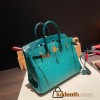 Birkin25 Ostrich Z6/Malachite& 6Q Vert Emeraude Gold Hardware Full Handmade 019