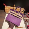 Birkin25 Ostrich &Crocodile P9/ Anemone& N5/CASSIS Gold Hardware Full Handmade 020
