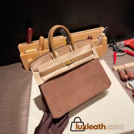 25cm birkin Chamois 18 /Étoupe Grey Gold Hardware Full Handmade 021