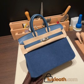 25cm birkin Chamois 08 / bleu royal Silver Hardware Full Handmade 022