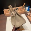 25cm birkin Chamois 18/Étoupe Grey Silver Hardware Full Handmade 023