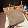 25cm birkin Chamois 18/Étoupe Grey Silver Hardware Full Handmade 024