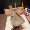 25cm birkin Chamois 18/Étoupe Grey Silver Hardware Full Handmade 024