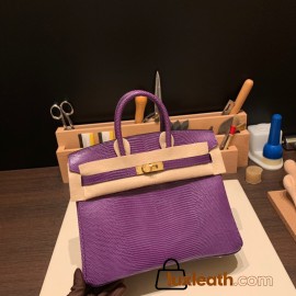 Hermes Birkin 25cm Lizard P9/Anemone Gold Hardware Full Handmade 028