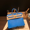 Hermes Birkin 25cm Lizard T7/Blue Hydra Gold Hardware Full Handmade 033