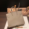 Hermes Birkin 25cm Epsom 18 /Étoupe Grey Silver Hardware Full Handmade 042