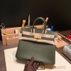 Hermes Birkin 25cm Epsom C6 /Vert Gris Gold Hardware Full Handmade 045