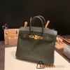 Hermes Birkin 25cm Epsom C6 /Vert Gris Gold Hardware Full Handmade 045