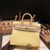 Hermes Birkin 25cm Epsom 1Z /Jaune Poussin& 7T/Blue Electric Full Handmade 050