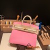 Hermes Birkin 25cm Epsom 5P/ Pink & 10/ Craie Gold Hardware Full Handmade 052