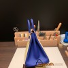 Hermes Birkin 25cm Epsom 1Z/ Jaune Poussin & 7T /Blue Electric Gold Hardware Full Handmade 053