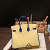 Hermes Birkin 25cm Epsom 1Z/ Jaune Poussin & 7T /Blue Electric Gold Hardware Full Handmade 053