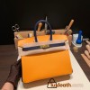 Hermes Birkin 25cm Epsom 9H/ Soleil & 73 /Blue Saphir Gold Hardware Full Handmade 056
