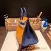 Hermes Birkin 25cm Epsom 9H/ Soleil & 73 /Blue Saphir Gold Hardware Full Handmade 056