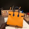 Hermes Birkin 25cm Epsom 9H/ Soleil & 73 /Blue Saphir Gold Hardware Full Handmade 056