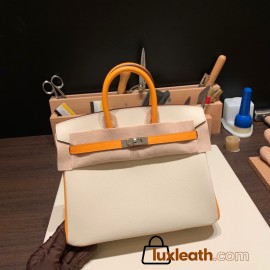Hermes Birkin 25cm Epsom 10 /Craie & 9H/ Soleil Silver Hardware Full Handmade 057