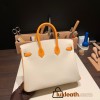 Hermes Birkin 25cm Epsom 10 /Craie & 9H/ Soleil Silver Hardware Full Handmade 057