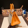Hermes Birkin 25cm Epsom 10/ Craie & 9H/Soleil Gold Hardware Full Handmade 058