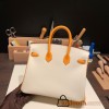 Hermes Birkin 25cm Epsom 10/ Craie & 9H/Soleil Gold Hardware Full Handmade 058