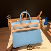 Hermes Birkin 25cm Epsom 7N/Celeste Gold Hardware Full Handmade 066