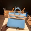 Hermes Birkin 25cm Epsom 7N/Celeste Gold Hardware Full Handmade 066