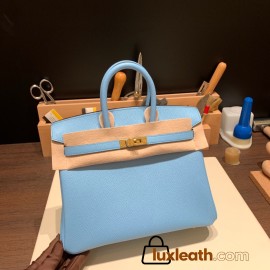 Hermes Birkin 25cm Epsom 7N/Celeste Gold Hardware Full Handmade 067