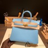 Hermes Birkin 25cm Epsom 7N/Celeste Gold Hardware Full Handmade 067