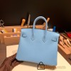 Hermes Birkin 25cm Epsom 7N/Celeste Gold Hardware Full Handmade 067
