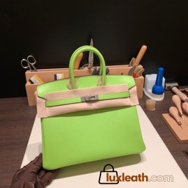 Hermes Birkin 25cm Epsom 6R/ Kiwi Silver Hardware Full Handmade 068