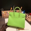 Hermes Birkin 25cm Epsom 6R/ Kiwi Silver Hardware Full Handmade 068