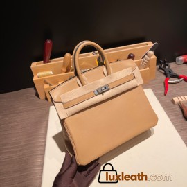 Hermes Birkin 25cm swift 0M/Chai Silver Hardware Full Handmade 074