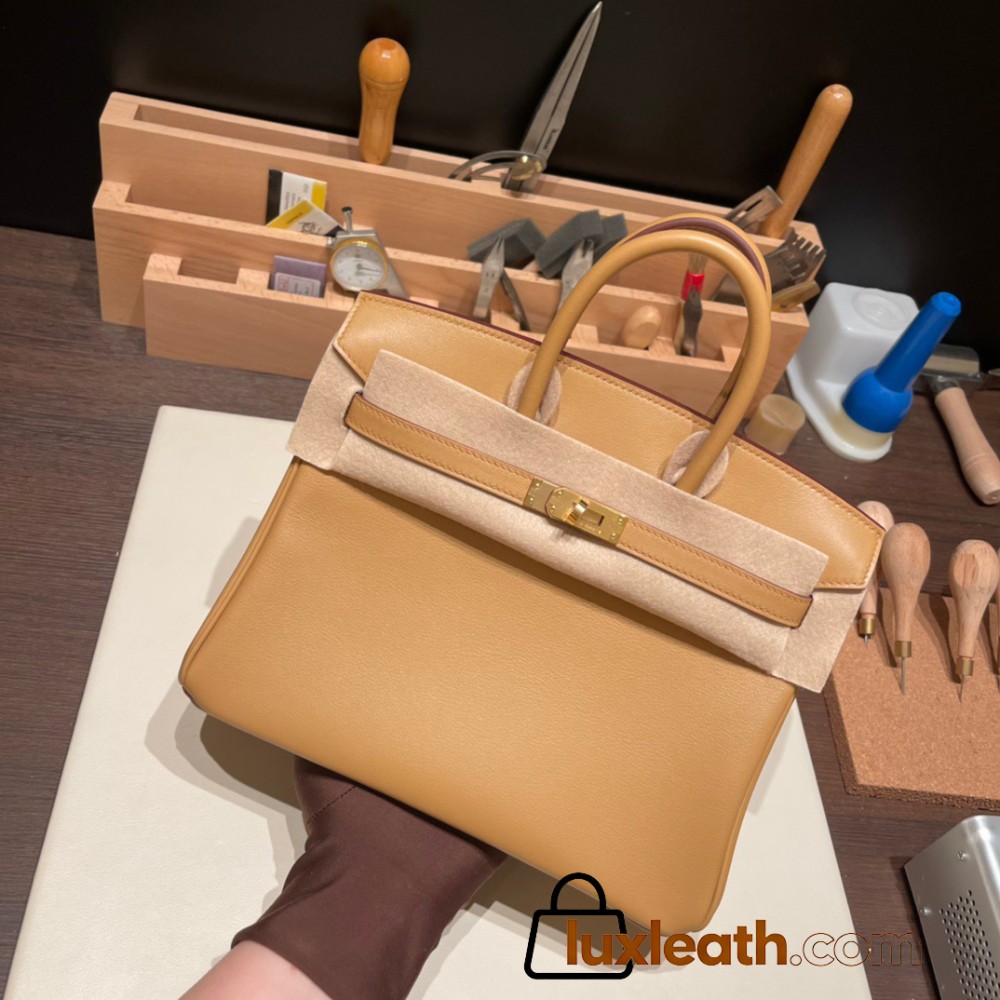 Hermes Birkin 25cm swift 4B/Biscui Gold Hardware Full Handmade 076