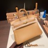 Hermes Birkin 25cm swift 4B/Biscui Gold Hardware Full Handmade 076