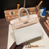 Hermes Birkin 25cm swift 80 Pearl Grey Silver Hardware Full Handmade 080