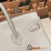Hermes Birkin 25cm swift 80 Pearl Grey Silver Hardware Full Handmade 080
