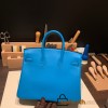 Hermes Birkin 25cm swift 0F /Blue Frida Gold Hardware Full Handmade 084